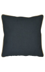 Kwadratowa poduszka z ciemnoszarego lnu i bawełny z jutowym warkoczem 55 x 55