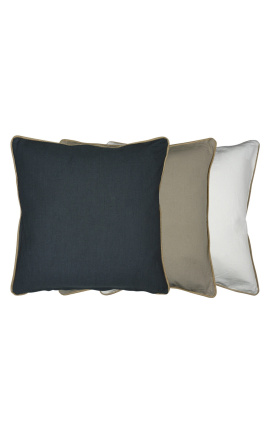 Četvrtasti jastuk od tamno sivog lana i pamuka s pletenicom od jute 55 x 55