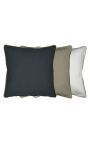 Square cushion in dark gray linen and cotton with jute braid 55 x 55