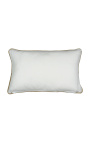 Coussin rectangulaire en lin et coton couleur blanc avec galon en jute 30 x 50