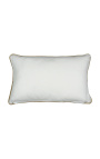 Rectangular cushion in white linen and cotton with jute braid 30 x 50