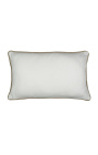 Rectangular cushion in white linen and cotton with jute braid 30 x 50