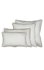 Rectangular cushion in white linen and cotton with jute braid 40 x 60