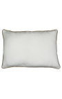 Rectangular cushion in white linen and cotton with jute braid 40 x 60