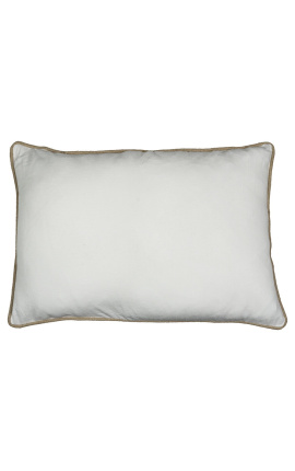 Rectangular cushion in white linen and cotton with jute braid 40 x 60