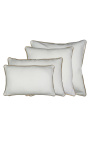 Fyrkantig kudde i vitt linne och bomull med jutefläta 45 x 45