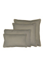 Coussin rectangulaire en lin et coton couleur beige avec galon en jute 30 x 50