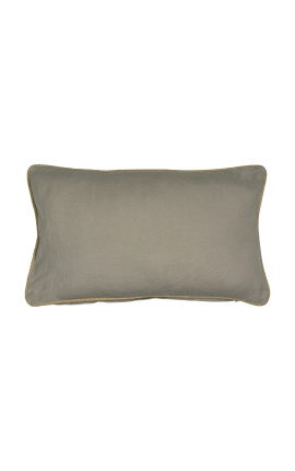 Прямоугольная подушка из темно-серого льна и хлопка с джутовой тесьмой 30 х 50