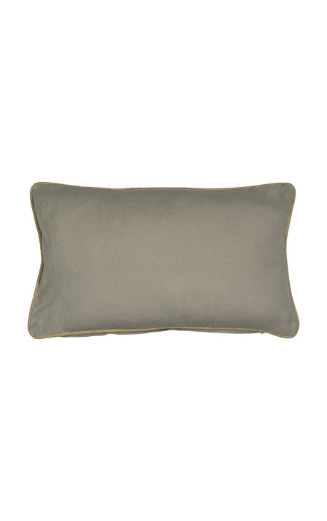 Ορθογώνιο μαξιλάρι σε μπεζ λινό και βαμβακερό με πλεξούδα από γιούτα 30 x 50