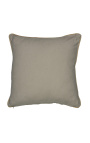Square cushion in beige linen and cotton with jute braid 45 x 45
