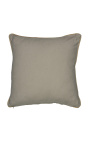 Square cushion in beige linen and cotton with jute braid 45 x 45