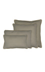 Coussin carré en lin et coton couleur beige avec galon en jute 45 x 45