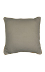 Square cushion in beige linen and cotton with jute braid 45 x 45