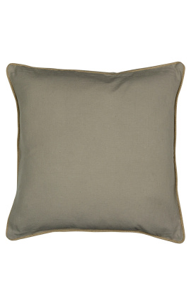 Квадратная подушка из льна и хлопка бежевого цвета с джутовой тесьмой 55 х 55