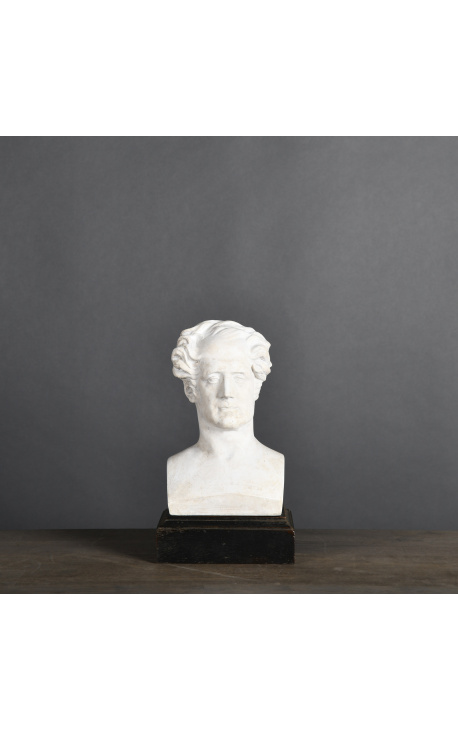 Bust of Chateaubriand in plaster with wooden support