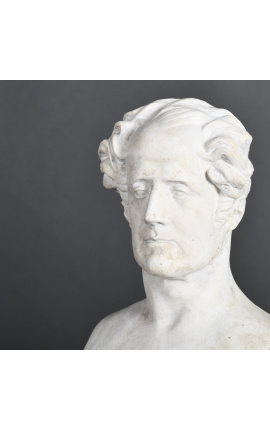 Bust of Chateaubriand in plaster with wooden support