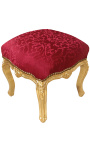 Barocke Fußstütze im Louis XV-Stil aus rotem Satin und goldenem Holz