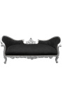 Μπαρόκ καναπές μενταγιόν Napoleon III μαύρο βελούδινο ύφασμα και ξύλο ασημί