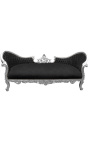 Sofa w stylu barokowym Napoleon III medalion czarna tkanina aksamitna i drewno srebrne