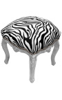 Repose-pied baroque de style Louis XV zebre et bois argent