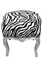 Repose-pied baroque de style Louis XV zebre et bois argent