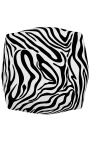 Baroque footrest Louis XV zebra fabric and silver wood - 6
