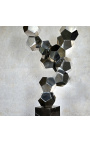 Grande sculpture contemporaine en métal chromé "Minerai 2.0"