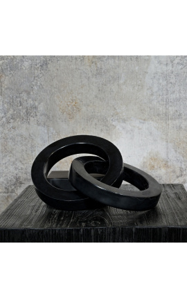 Escultura contemporánea de mármol negro &quot;Por la vida&quot;