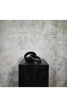 Escultura contemporánea de mármol negro "Por la vida"