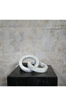 Escultura contemporânea em mármore branco "For Life"