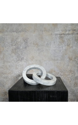 Escultura contemporânea em mármore branco "Pela vida"