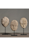 Set of 3 Indonesian masks on metal support