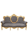 Baroque sofa velvet taupe fabric and gold wood
