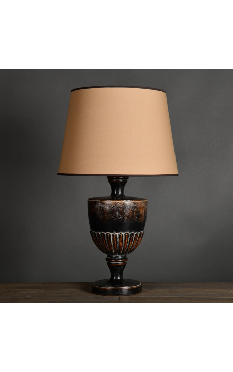 Grande lampe en forme d'urne en bois noir