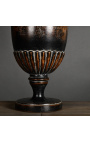 Grande lampe en forme d'urne en bois noir