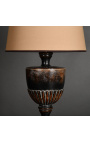 Large black wooden urn lamp