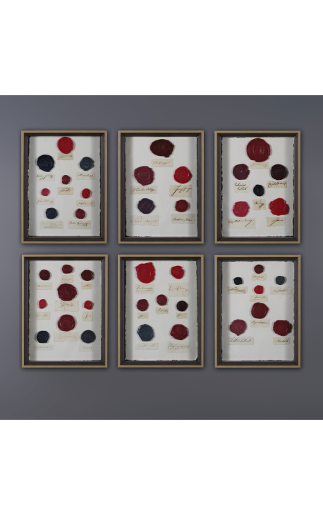 Set of 6 large frames with wax seals