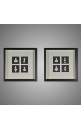 Pair of frames with busts of Romans