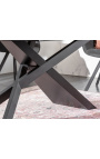 "Euforický" jídelní stůl v černém oceli a lakové keramické ploše 180-220-260