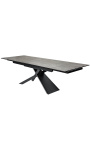 "Euphoric" dining table in black steel and lava ceramic top 180-220-260