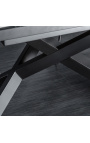 "Euphoric" dining table in black steel and white marble ceramic top 180-220-260