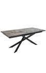 "Euforiska" matbord i svart stål och grå marmor keramik topp 180-220-260