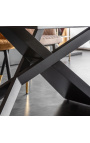 Обеденный стол Euphoric из черной стали и керамической столешницы из серого мрамора 180-220-260