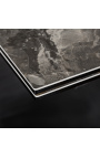 "Eufórikus" étkezőasztal fekete acélban és szürke márvány kerámia felső 180-220-260