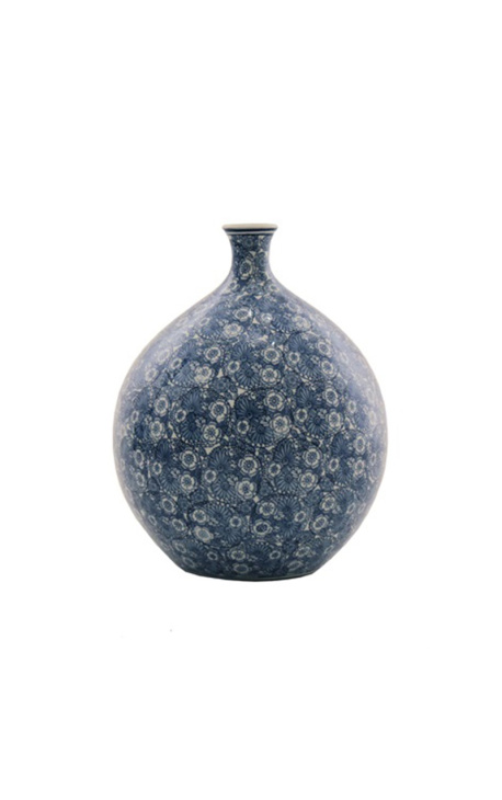 Mare "Flori albastru" vasa rotunda in ceramica albastră
