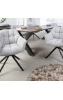 Ensemble de 2 chaises de repas "Betty" rotatives en velours gris clair