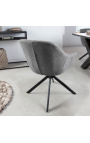 Ensemble de 2 chaises de repas "Betty" rotatives en velours gris foncé