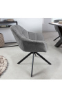 Ensemble de 2 chaises de repas "Betty" rotatives en velours gris foncé