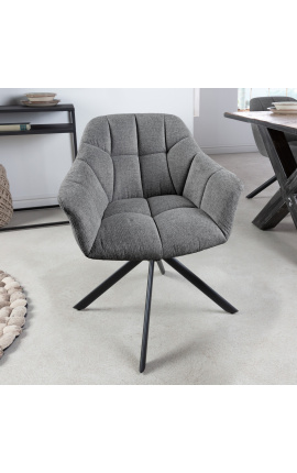 Set of 2 rotating "Betty" meal chairs in dark grey textured velvet