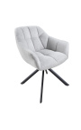 Ensemble de 2 chaises de repas "Betty" rotatives en velours gris clair